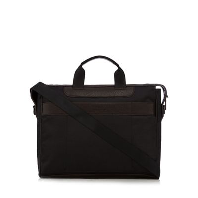 Black textured two handle laptop bag
